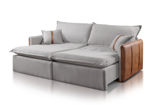 SOFÁ SUZAN EM MOLAS BONNEL FLEX COM 2,20M - TECIDO BUCLÊ CINZA 515