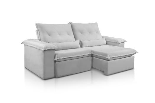 SOFÁ TERESA EM MOLAS BONNEL FLEX COM 2,50M - TECIDO EM VELUDO CINZA 562