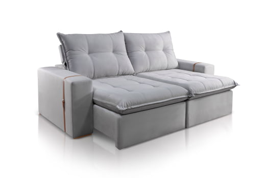 SOFÁ VICTORIA EM MOLAS ENSACADAS COM 2,50M - TECIDO EM VELUDO CINZA 562