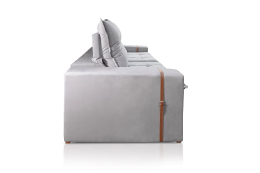 SOFÁ VICTORIA EM MOLAS ENSACADAS COM 2,50M - TECIDO EM VELUDO CINZA 562