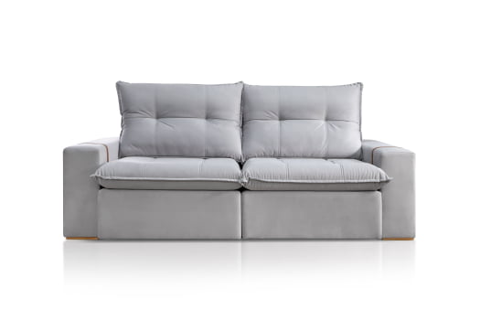 SOFÁ VICTORIA EM MOLAS ENSACADAS COM 2,50M - TECIDO EM VELUDO CINZA 562